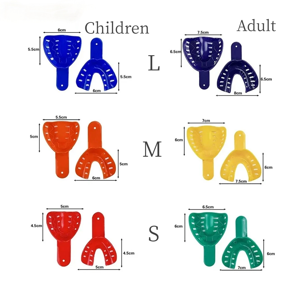 Dental Impression Material Kit - 12 sztuk/zestaw jednorazowe plastikowe tacki do